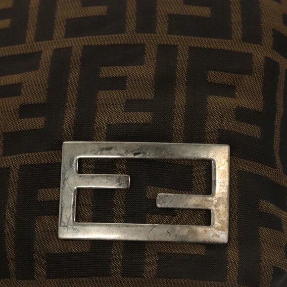 FENDI Zucca Canvas Hand Bag Black Brown Auth ep8782 - Picture 9 of 16